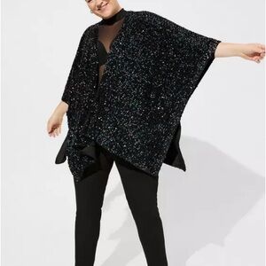 Torrid  Black Sequin Draped Ruana